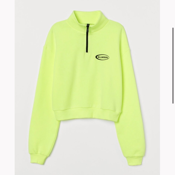 H&M women’s neon yellow quarter zip sweatshirt Size L - Picture 3 of 13